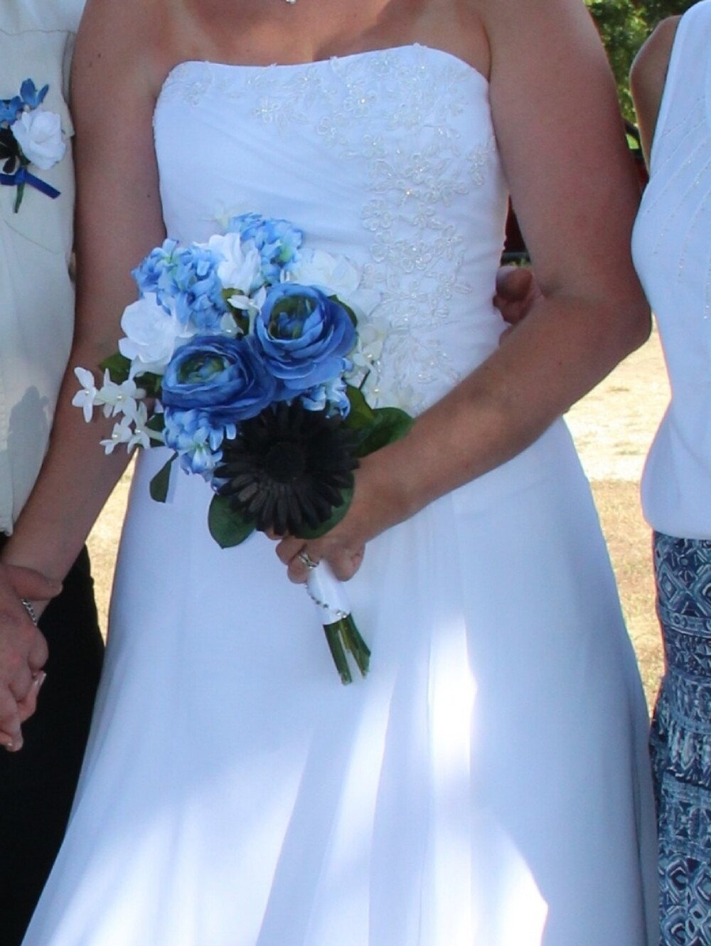 White Bridal A-Line Dress with Floral Accent